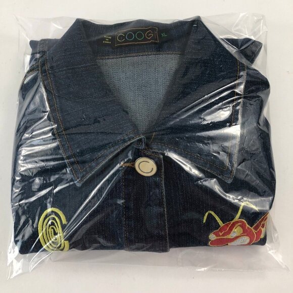 Coogi Denim Jacket Teen Youth Catch The Buzz Bumblebee Red Yellow Size XL - Picture 12 of 12